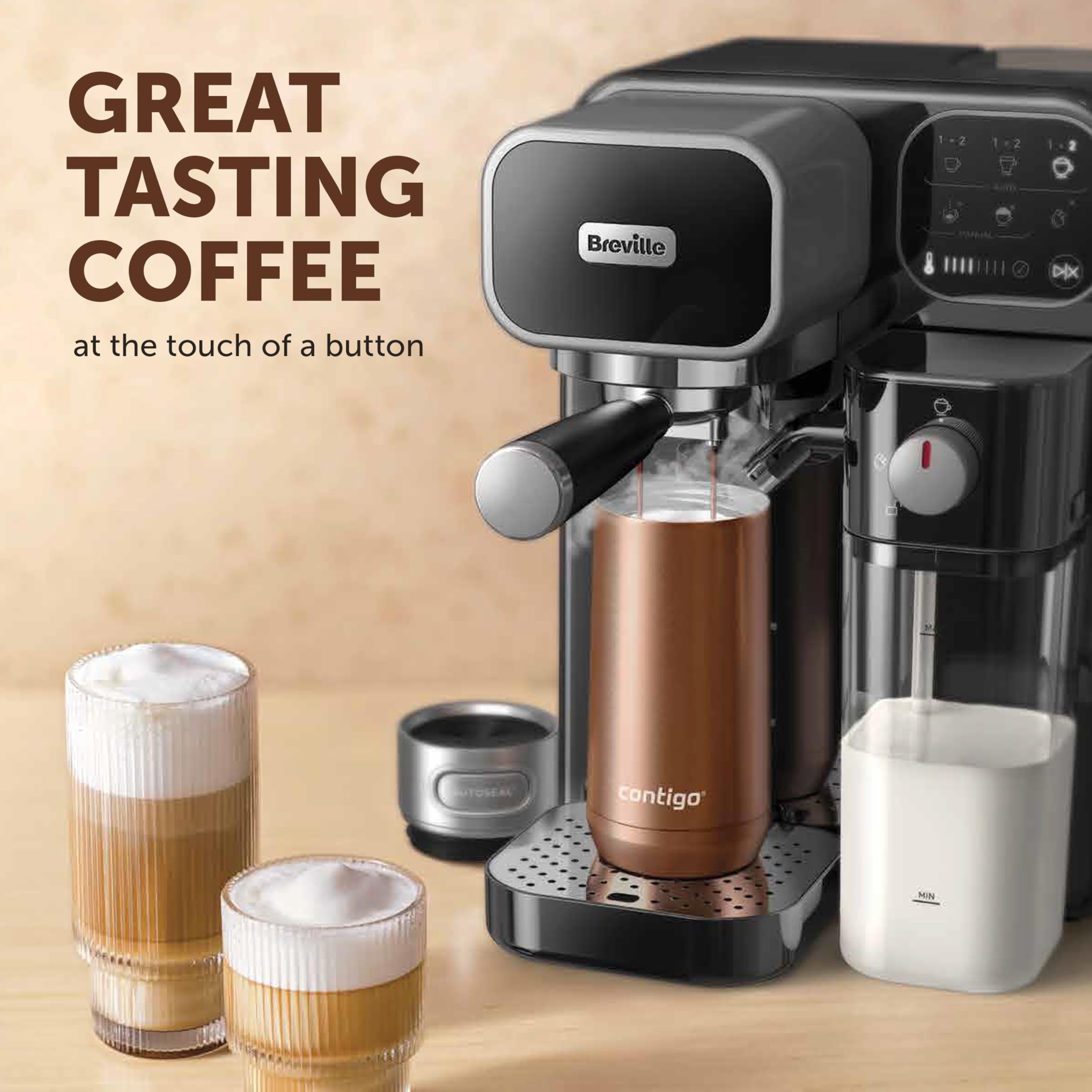 Breville One-Touch CoffeeHouse Coffee Machine | Espresso, Cappuccino & Latte Maker | 19 Bar Italian Pump | Automatic Milk Frother | ESE Pod Compatible | Black [VCF107]