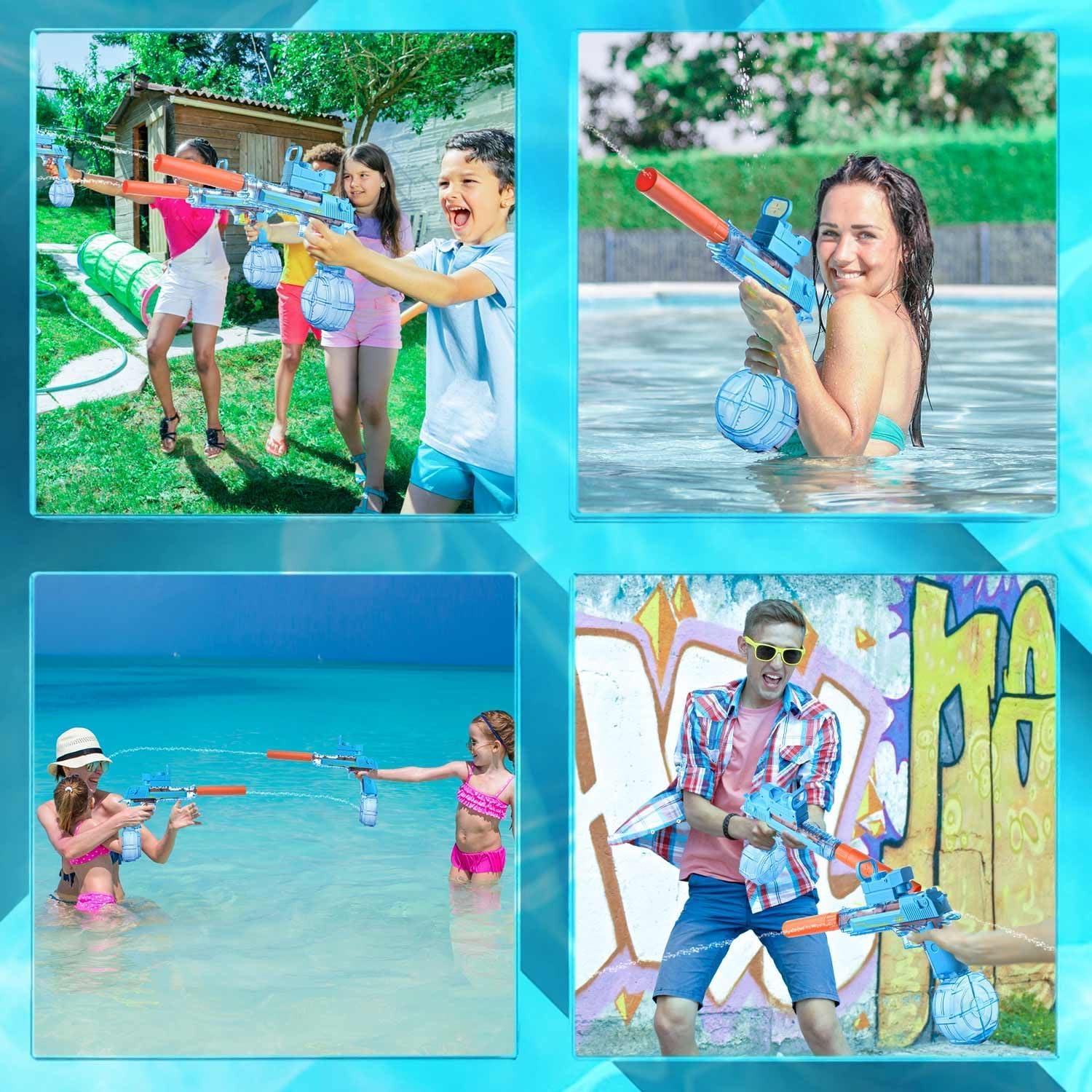 Electric Water Gun, Ultra-Long Range One-Touch Automatic Water Gun, Large Capacity Ultra-Long Standby, Suitable For Children Adults Summer Pool Party Beach Outdoor Use.