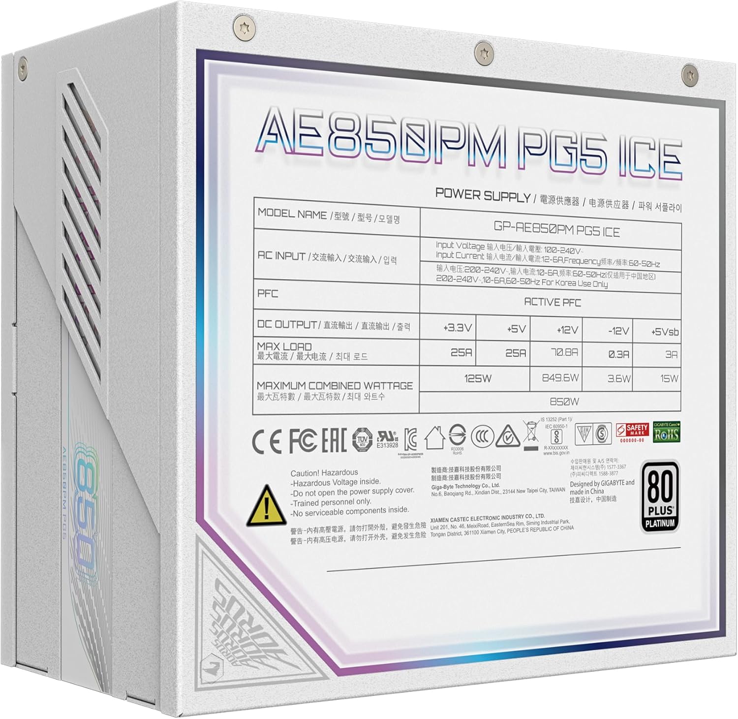 Gigabyte P750BS 80 Plus Bronze Non Modular 750w Power Supply Unit, Flat Cables, 3 Year Warranty