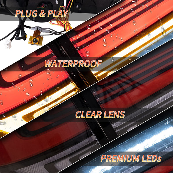 VLAND Motor LED Rear Lights compatible with RX270, RX330, RX350 F Sport, RX400h, RX450h, RX450hl 2010-2015, w/Amber Sequential Indicator, Driver & Passenger Side - Clear