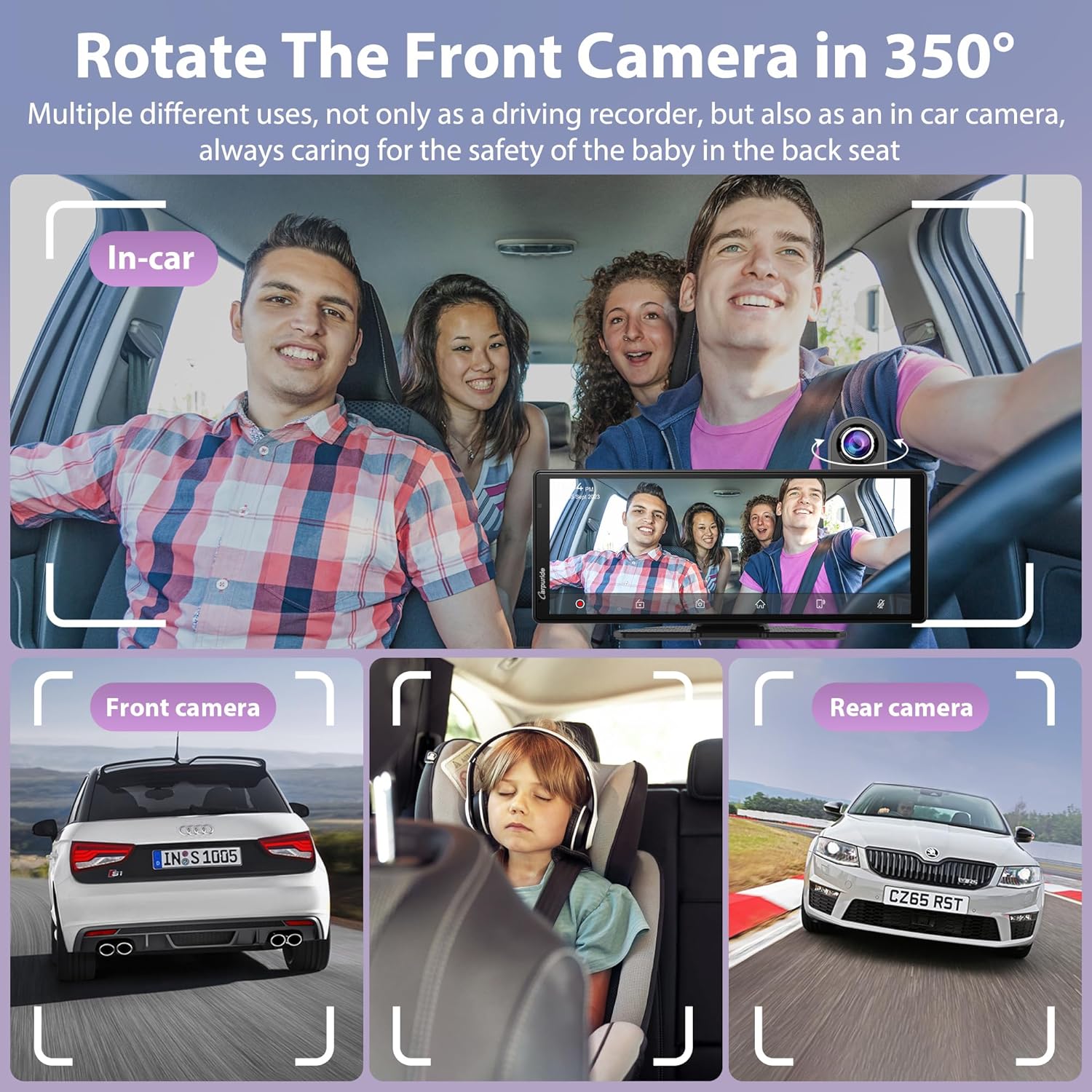 Carpuride Wireless Carplay & Android Auto with Dash Cam - 10.26" HD IPS Touch Car Play Screen for Car, 4K Front & 1080P Rear Camera, Loop Recording, Bluetooth Audio, Mirror Link, GPS, Siri