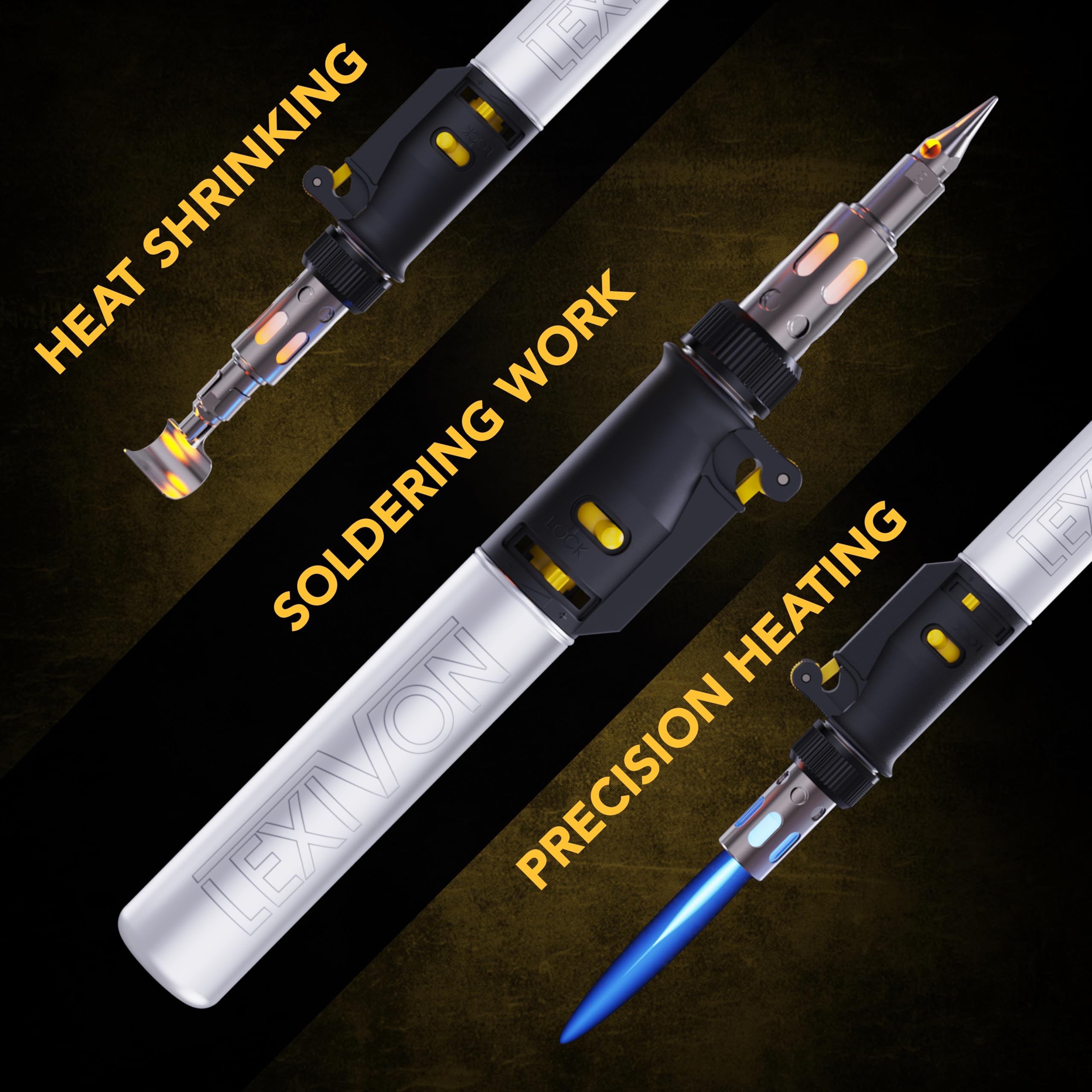 LEXIVON Butane Soldering Iron Multi-Purpose Kit | Cordless Self-Igniting Adjustable Flame 7-Tip Set | Pro-Grade (LX-770)