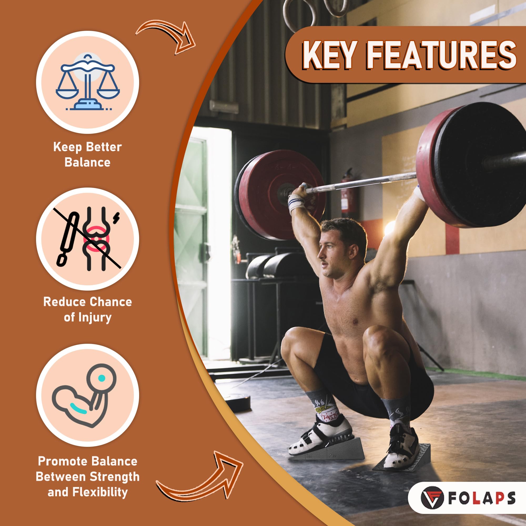 Squat Wedge Block for Heel Elevated Squat Weightlifting 2PCS Non-Slip Slant Board for Squats Large Squat Blocks Calf Stretcher Improve Mobility