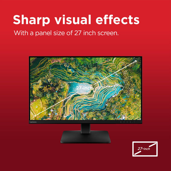 Lenovo L27i-4B 27 Inch PC Monitor | FHD, 1080p, 48-100Hz, IPS, 4ms, VGA and HDMI