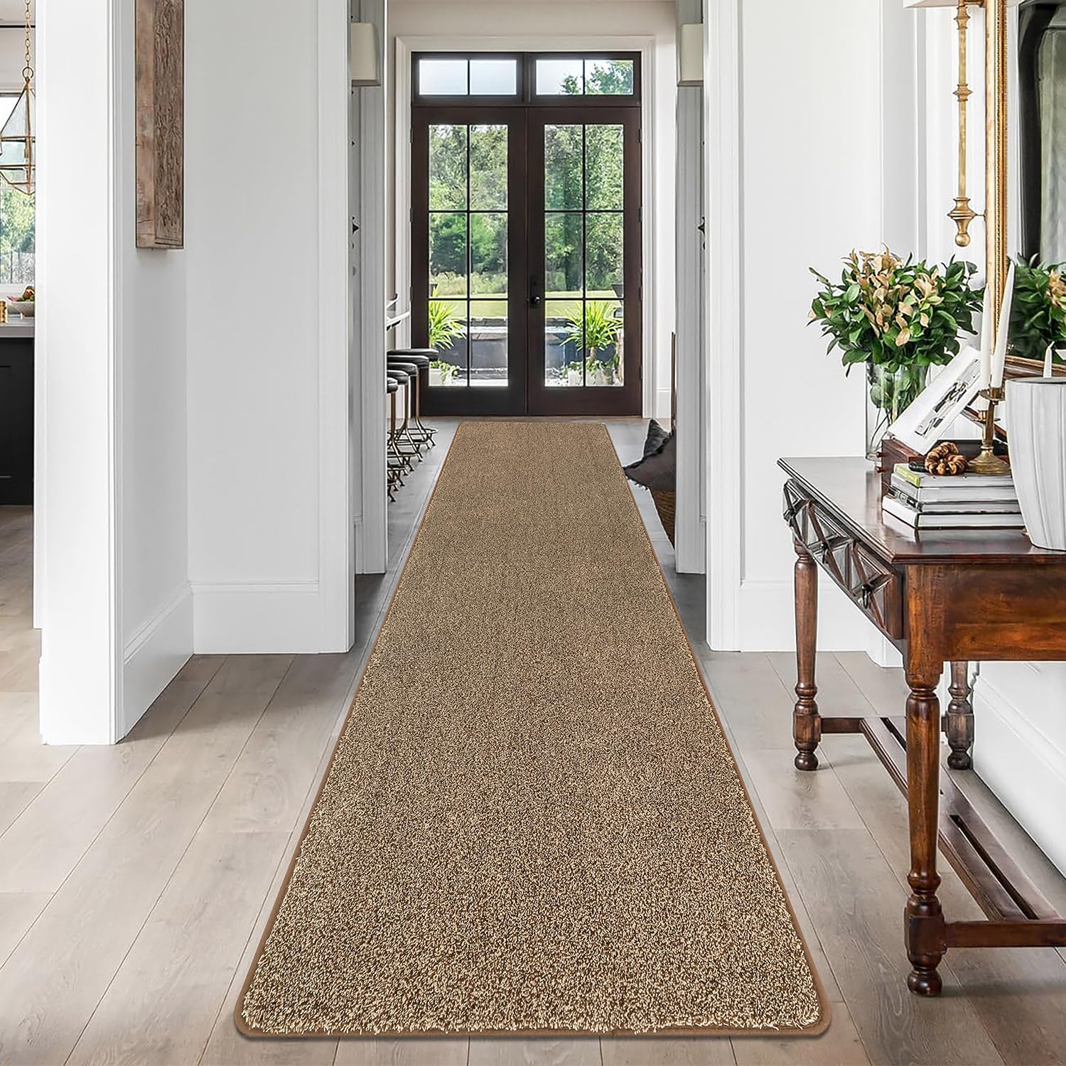 SHACOS Runner Rug for Hallway 60x240cm Carpet Runners Brown Non Slip Washable Long Hall Kitchen Runners Floor Entryway Runner Carpet for Hallway