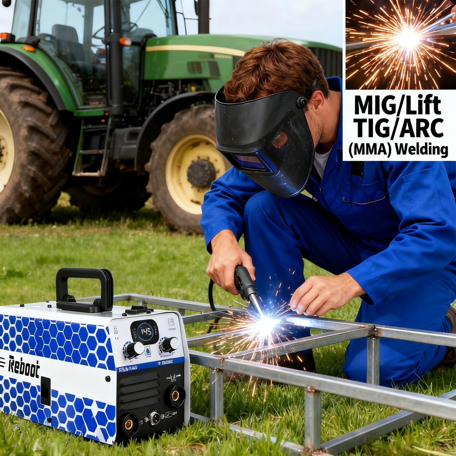 Reboot Arc Stick/MMA 2 in 1 Welder,160Amp 220V Portable Mini Welding Machine IGBT Digital Display LCD Hot Start Arc Force Anti-Stick for DIY Enthusiasts & Professionals
