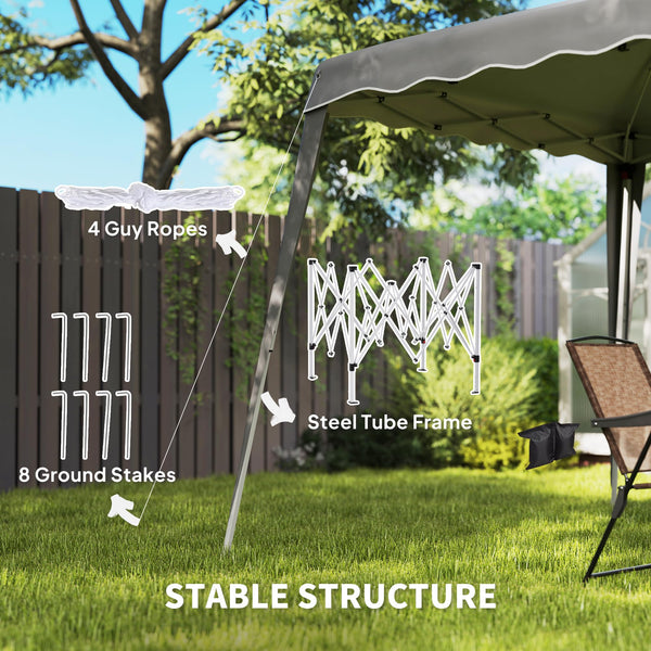 Outsunny 3 M x 3 M Base/ 2.5 M x 2.5 M Top Pop Up Gazebo, One Person Setup Instant with Carry Bag, Height Adjustable Slant Leg Party Tent Instant Event Shelter for Garden, Patio, Black
