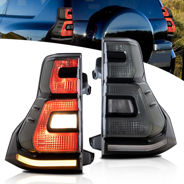 VLAND Motor LED Rear Lights compatible with Land Cruiser Prado J150 / GX460 2010-2017, w/Amber Sequential Indicator, Driver & Passenger Side - Smoked
