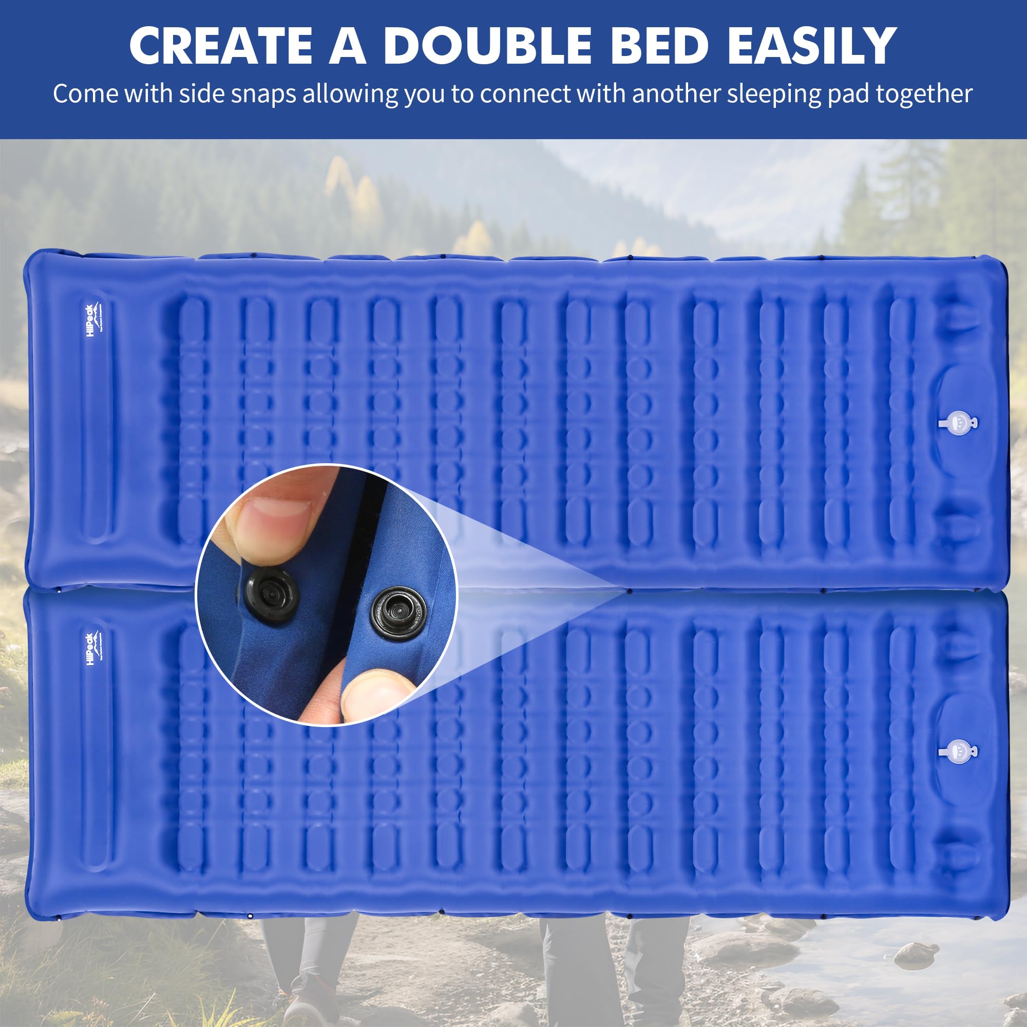 HiiPeak Camping Sleeping Pad, Ultralight Camping Mat with Pillow Built-in Foot Pump Inflatable Sleeping Pads Compact for Backpacking Hiking Traveling Tent (Gray)