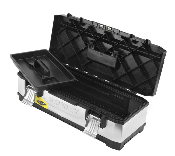 STANLEY Galvanised Toolbox Chest with Heavy Duty Metal Hinge, Portable Tote Tray for Tools and Small Parts, 26 inch, 1-95-620
