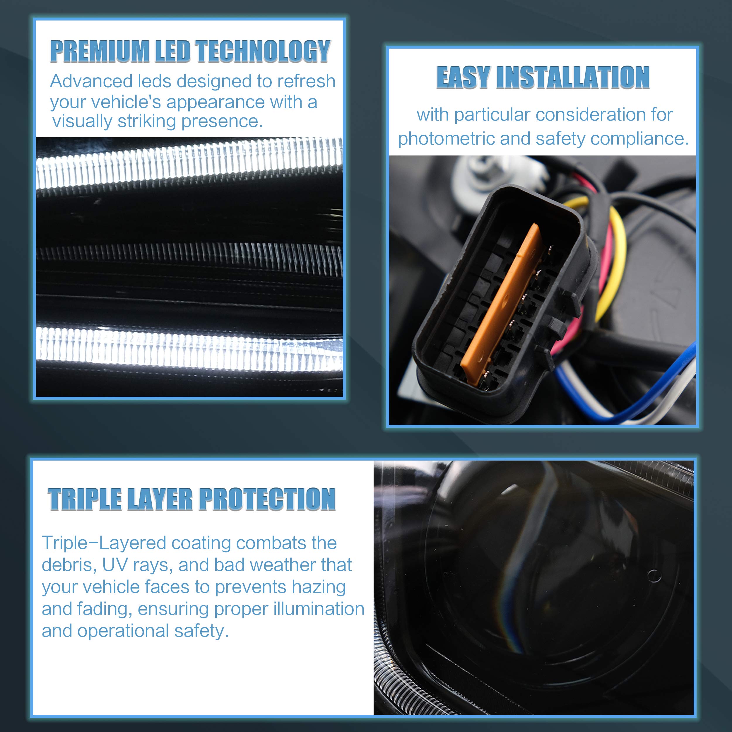 VLAND LED Headlights Compatible with Mitsubishi Lancer& EVO X 2008-2020 Front light with Sequential, Projector Headlamp