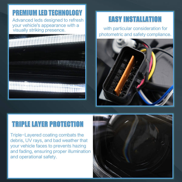 VLAND LED Headlights Compatible with Mitsubishi Lancer& EVO X 2008-2020 Front light with Sequential, Projector Headlamp