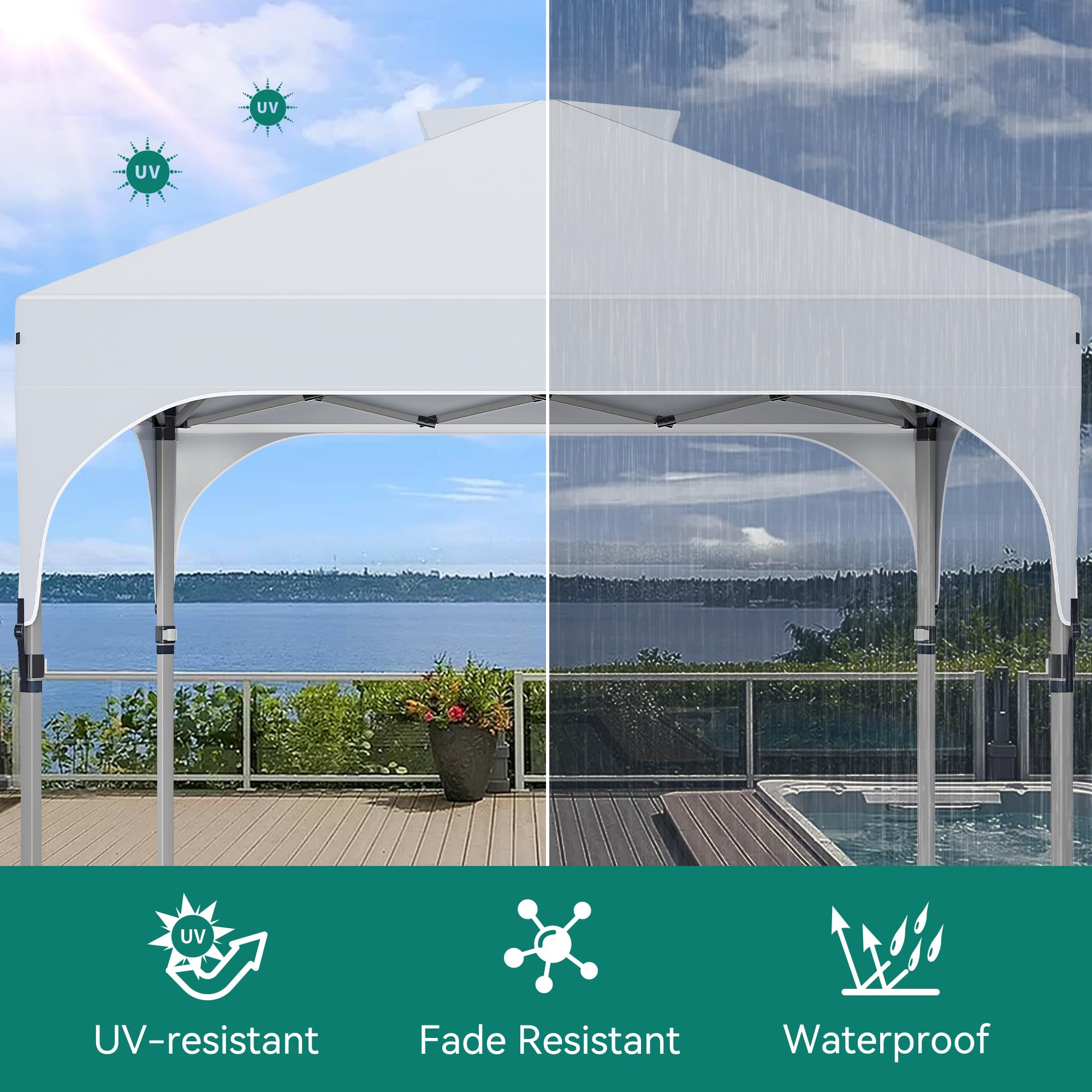 YITAHOME 2.5x2.5M Instant Heavy Duty Pop Up Gazebo, Waterproof Folding Garden Camping Party Tent Canopy Marquee with Roller Bag for Patio Markets Beach