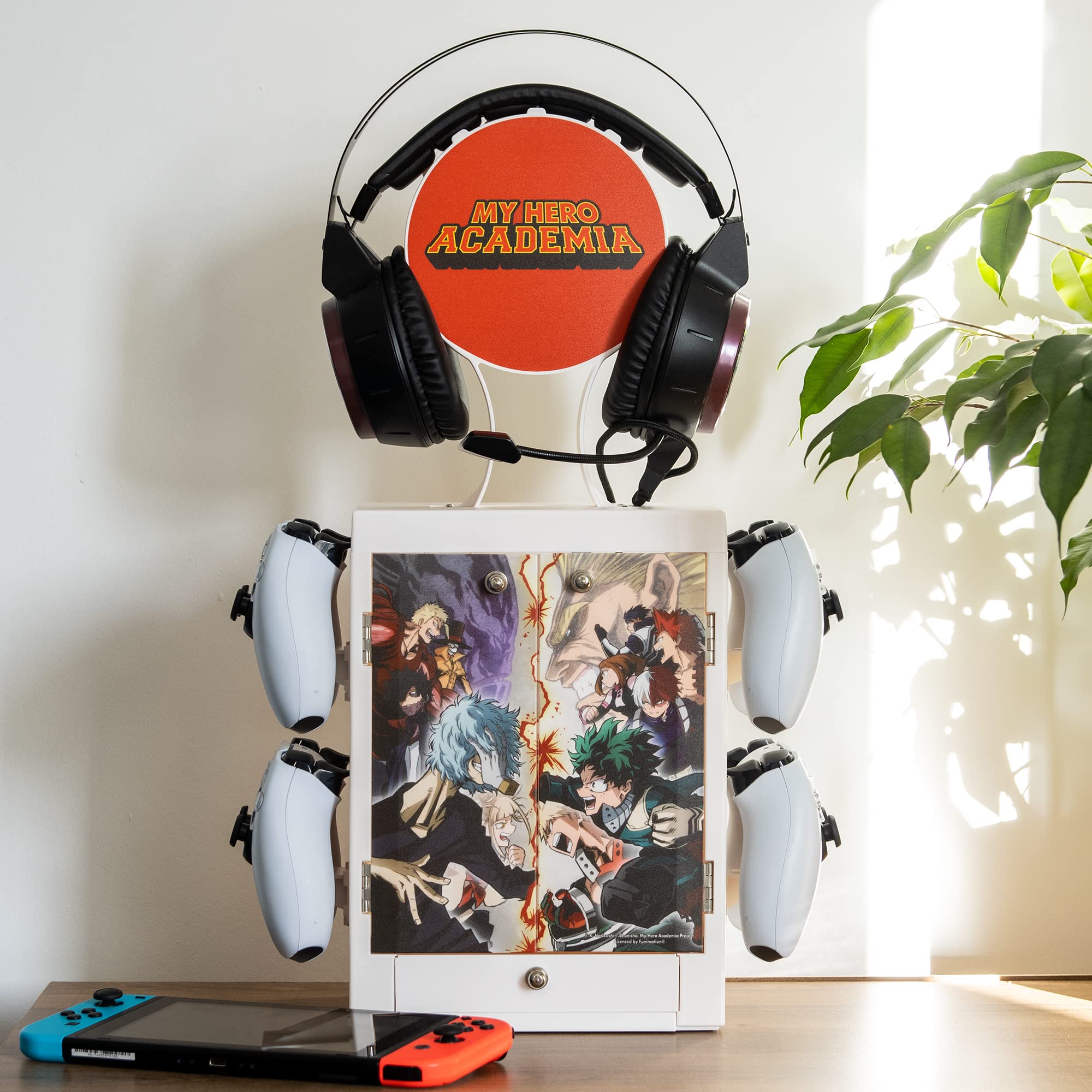 Numskull Official PS5-Inspired Gaming Accessory Locker & Storage Stand – Holds 10 Games/DVDs, 4 Controllers, Headset, and Accessories – Durable & Compact Organizer – Official PS5-Inspired Merchandise