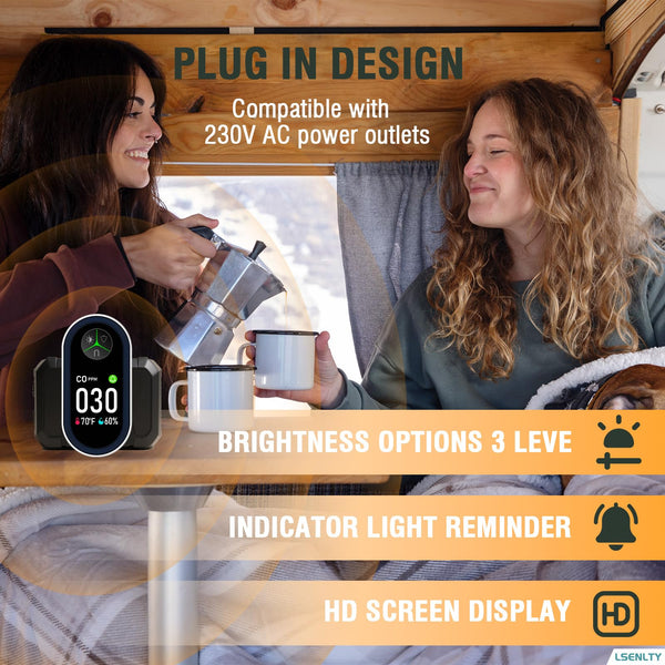 LSENLTY Upgraded Carbon Monoxide Detector Plug in Wall, Carbon Monoxide Detectors with HD Screen&Indicator Visual&Audible Alarm, 3-in-1 CO Detector(CO Gas Meter, Temp and Humidity) for Home RV Travel