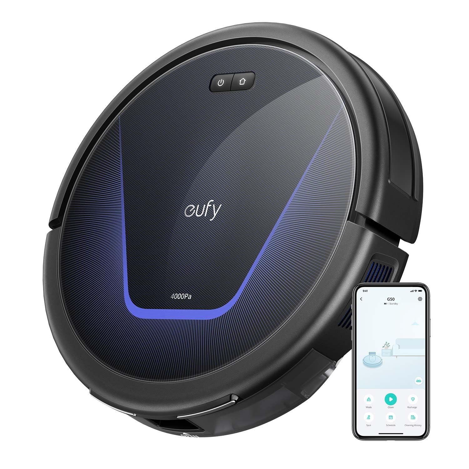 eufy Robot Vacuum C10 with Self Empty Station, 4,000Pa, 2.85-Inch Ultra-Slim Body, Up to 60 Days of Hands Free Cleaning,Carpet Cleaning, Edge Expansion Brush, Quiet, Point Laser Navigation