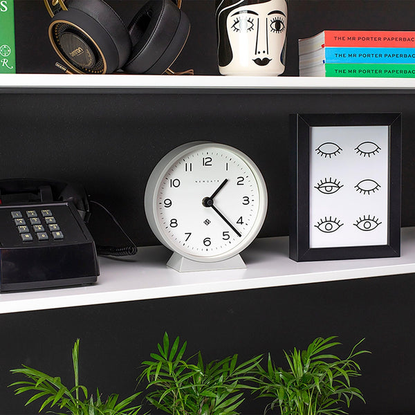 NEWGATE? M Mantel Silent Sweep Mantel Clock - 'No Tick' - A Modern Mantelpiece Clock - Small Mantel Clocks - Minimalist Dial - (Grey)