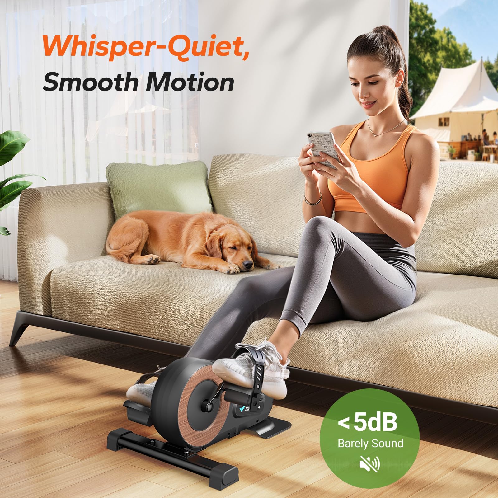 MERACH Under Desk Bike Pedal Exerciser, Mini Exercise Bike with 8-Level Magnetic Resistance, LCD Display & Anti-Slip Base, Eco-Friendly Portable Desk Bike for Office, Home, or Rehab