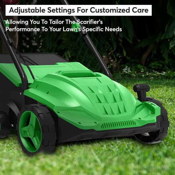 1500w Electric 1500w Electric Lawn Scarifier Aerator Lawn Rake 30L Collection Box 32cm Working Width 4 Adjustable Scarifying Heights 2 Interchangeable Rollers Foldable Handles 10M Cable Length