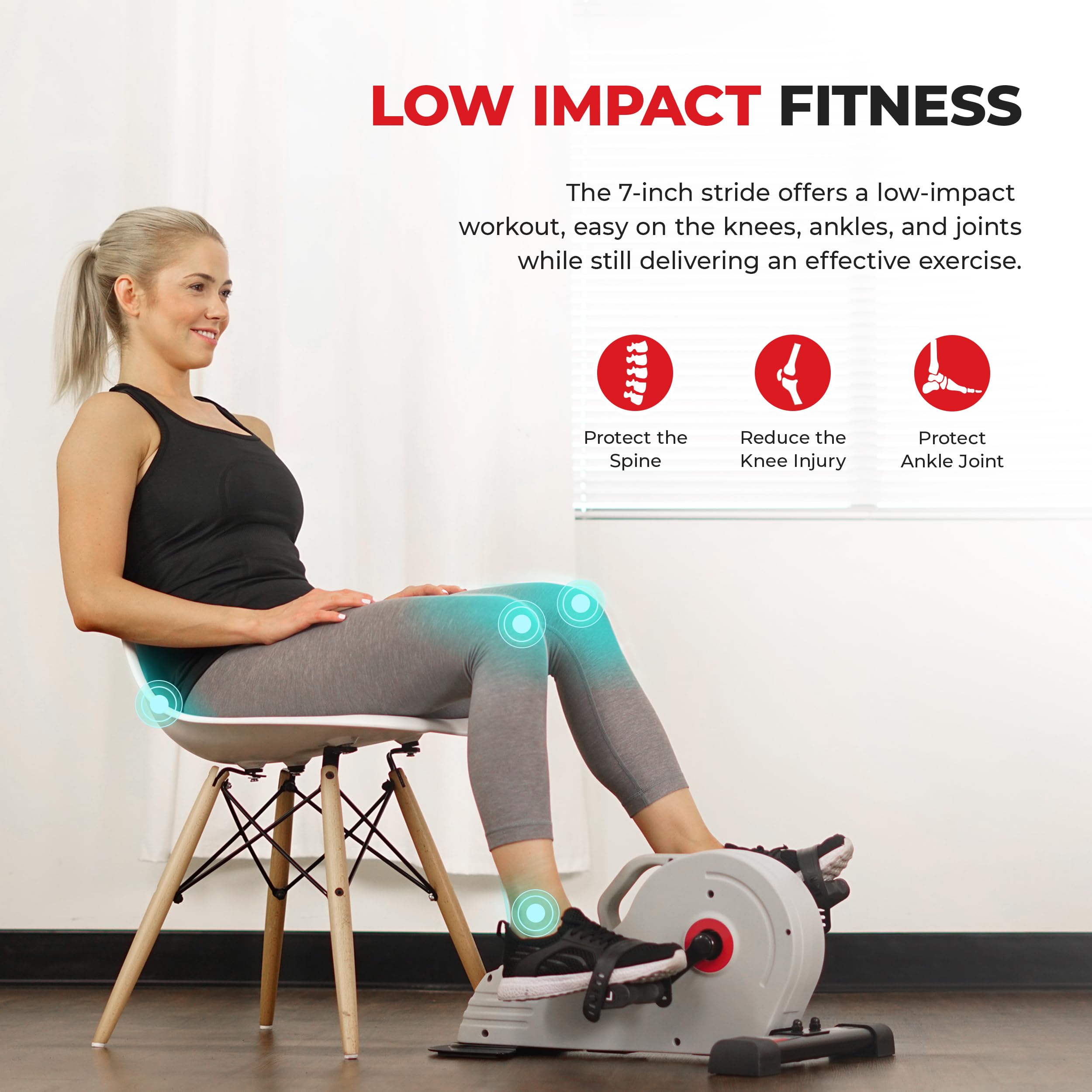 Sunny Health & Fitness Magnetic Under Desk Pedal Exerciser, Dual Function Mini Exercise Cycle Bike With Low Profile Design