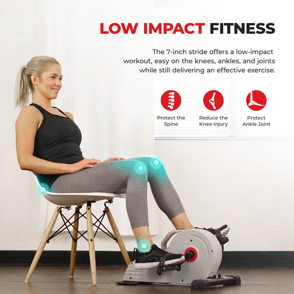 Sunny Health & Fitness Magnetic Under Desk Pedal Exerciser, Dual Function Mini Exercise Cycle Bike With Low Profile Design