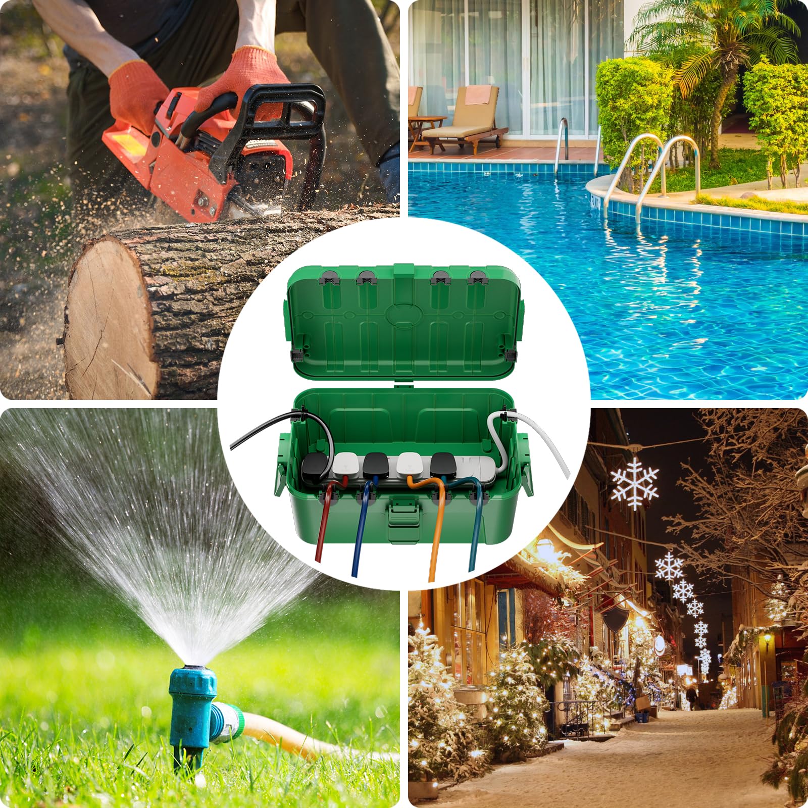 RESTMO Extra Large Waterproof Electrical Box, IP54 Weatherproof Outdoor Outlet Cover, Protect Outlet, Plug, Timer, Power Strip (Not Included), Holiday Light Decoration, 32 x 22 x 13 cm, Black