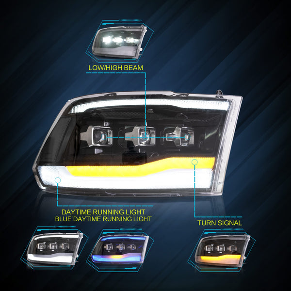 VLAND Headlights Compatible with 2019 2020 Do-dge Ram 1500 Tradesman, Bighorn, Laramie, Rebel Headlights, Pair (Driver and Passenger Side), Clear