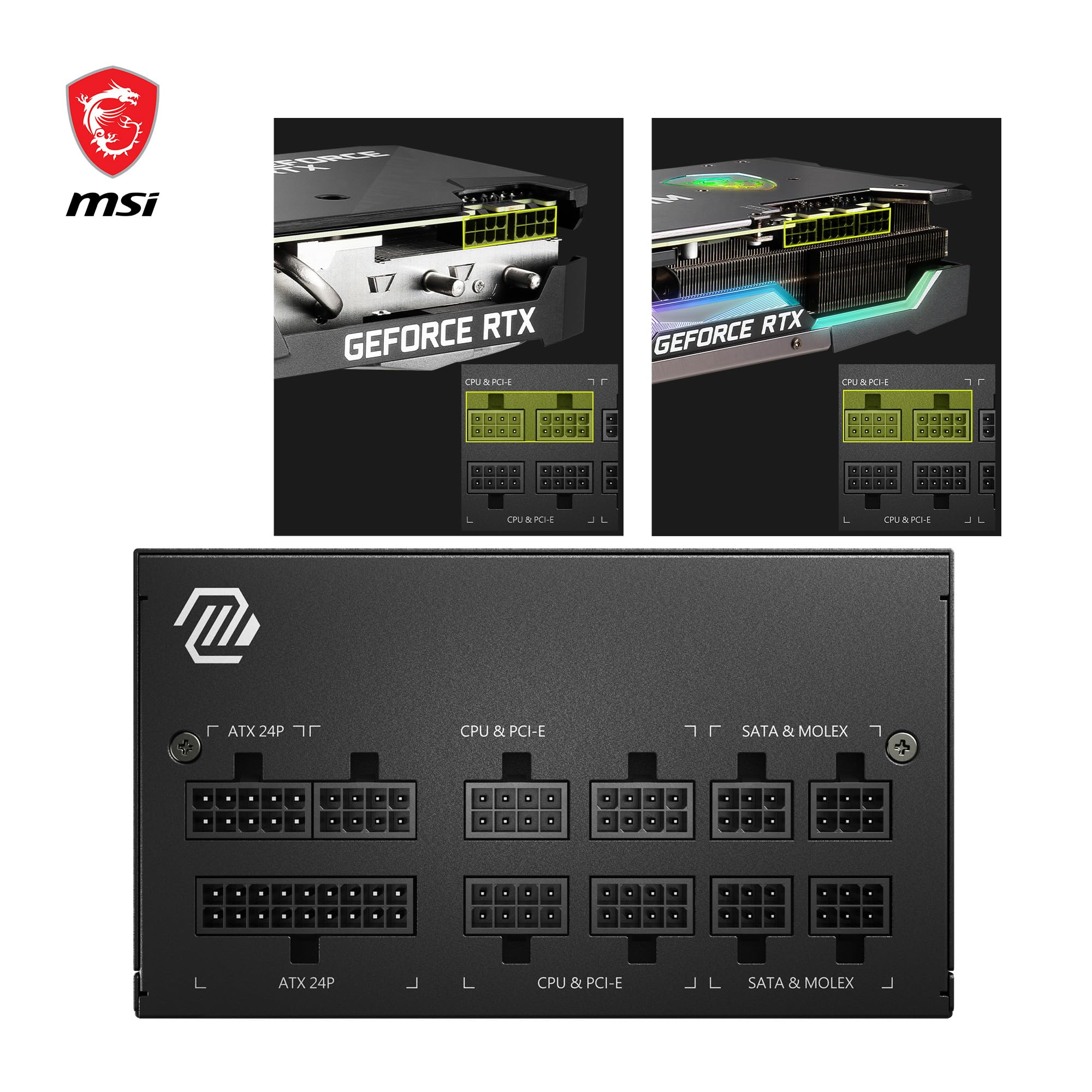 MSI MPG A1000G PCIE5 Power Supply Unit, UK Plug - 1000W, 80 Plus Gold Certified, Fully Modular ATX 3.0, PCIe 5.0 GPU Support, Japanese 105°C Capacitors, 0% RPM Mode, Flat Cables - 10 Year Warranty