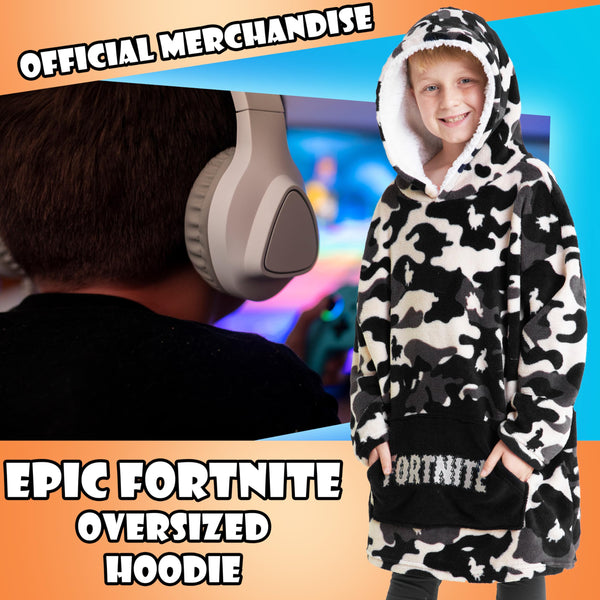 Fortnite Oversized Hoodie Blankets for Boys Fleece Extra Long Warm Wearable Hooded Poncho for Kids and Teens 14+, Gamers Gifts
