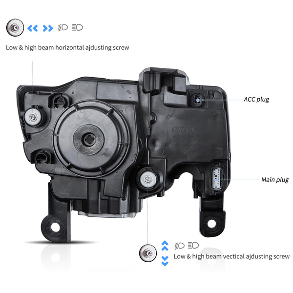 VLAND Headlights Compatible with Jeep Grand Cherokee 2014-2022, Front Light with Sequential Turn Signal and Blue Dynamic Startup DRL