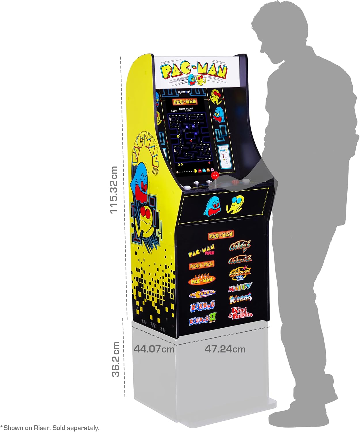 Arcade1Up PAC-MAN Classic SE Arcade Game Machine – 1.22 Meter Cabinet, 13 Classic Video Games, 39.62 cm IPS Display, Easy Assembly, Perfect for At-Home Gaming