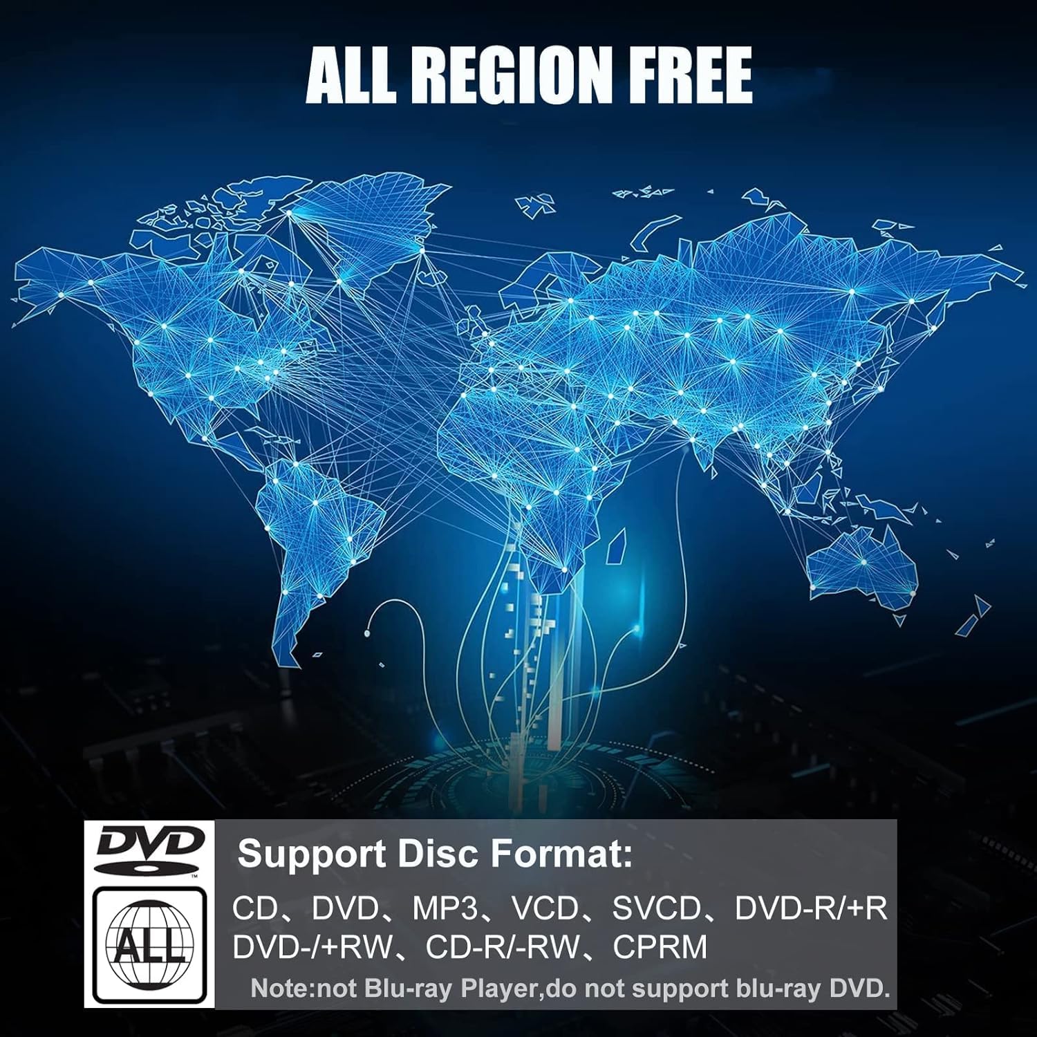 Ceihoit DVD Player HDMI for TV, Mini 1080P HD DVD CD/Disc Player with HDMI/AV Output, Cables Included, USB Input, Supported DVD-VCR Combo Built-in PAL/NTSC System