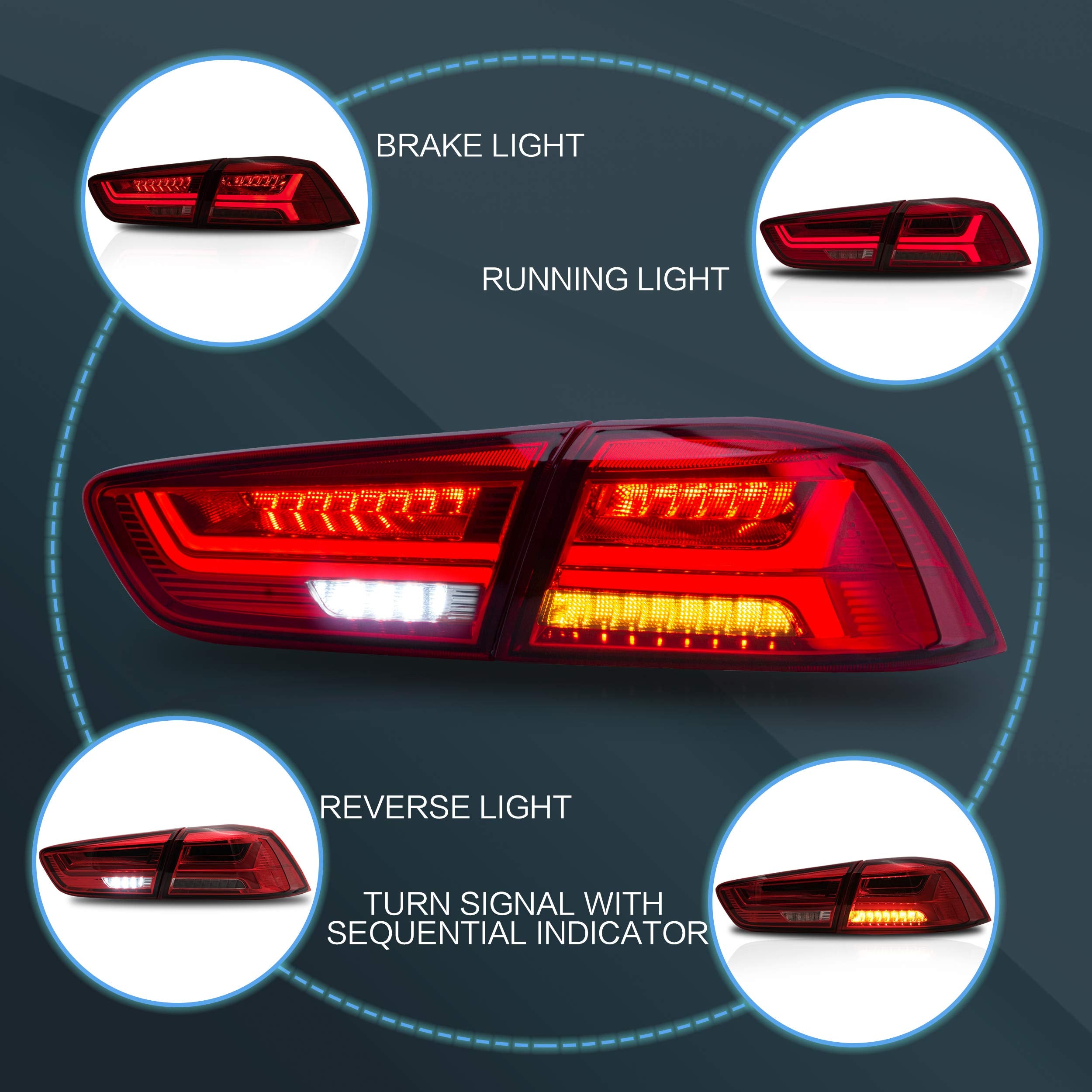 VLAND LED Headlights Compatible with Mitsubishi Lancer& EVO X 2008-2020 Front light with Sequential, Projector Headlamp