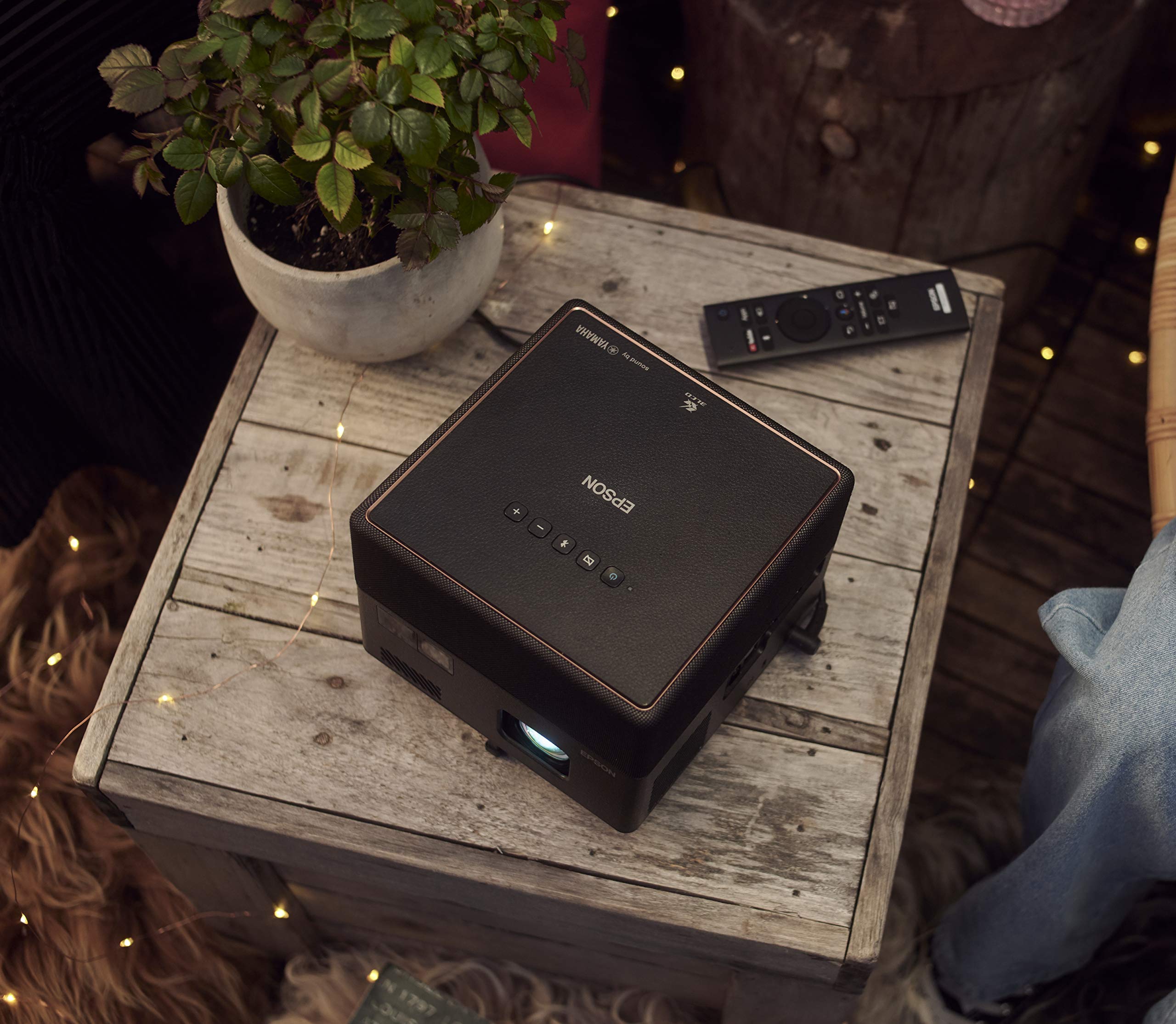 Epson EF-22N Mini Smart 3LCD Projector with Pan & Tilt Stand, Full HD,1000 Lumens,150 Inch Display with HDR, Google TV, Dolby Atmos Sound, Gaming & Home Cinema Laser Projector - Metallic Midnight Blue