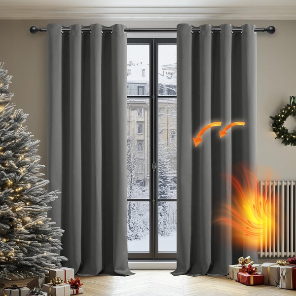 Deconovo Blackout Curtains Eyelet Super Soft Thermal Insulated Ring Top Blackout Curtains for Nursery 46 x 54 Drop Inch Dark Grey 2 Panels