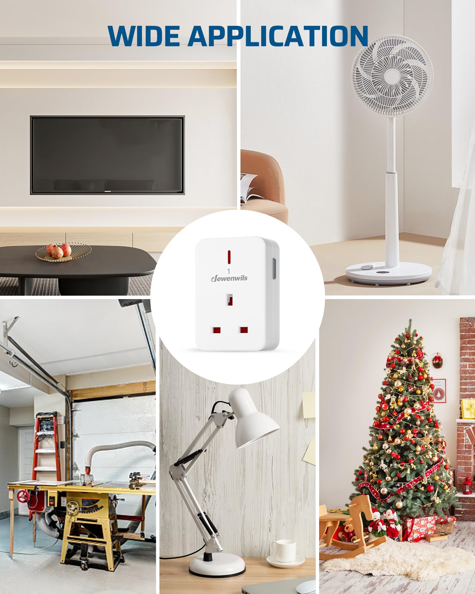 DEWENWILS Remote Control Plug Socket, 13A/3120W Heavy Duty Wireless Light Switch, 30m/100ft Long Range, Programmable for Bedroom, Garbage, 3 Pack Sockets and 1 Remote