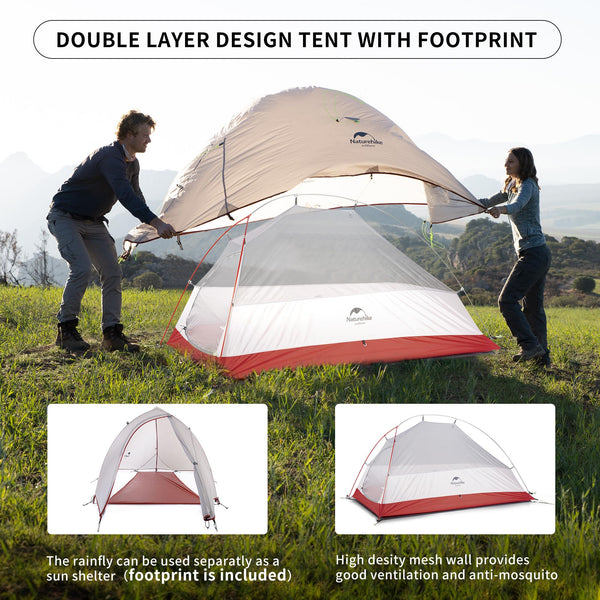 Naturehike Cloud up 1 Person Backpacking Tent Lightweight Camping Hiking Dome Tent for 1 Man