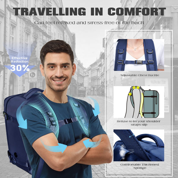 Cabin Bags 40x20x25 for Ryanair, Small Underseat Carry On Travel Backpack Casual Hand Luggage Flight Loptop Bags for Women Men Cabin Size Rucksack