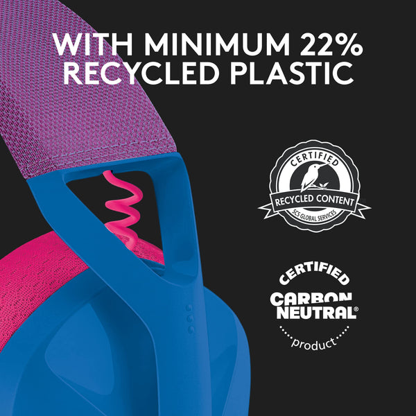 Logitech G435 LIGHTSPEED & Bluetooth Wireless Gaming Headset, Ultra Lightweight 165g over-ear headphones, built-in mics, 18h battery, compatible with Dolby Atmos, PC, PS4, PS5, Nintendo Switch - Black