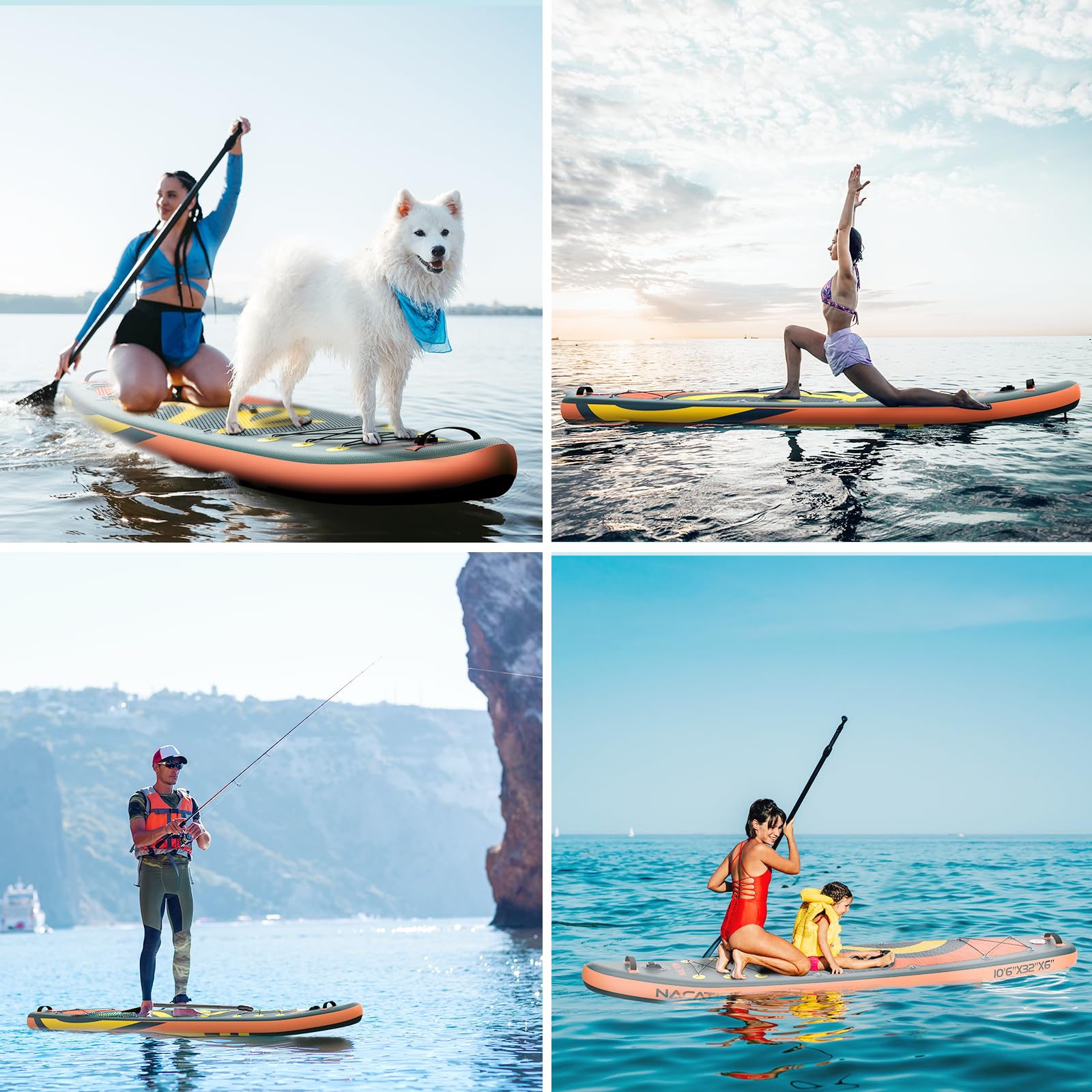 10'6" Inflatable Stand Up Paddle Board with Kayak Conversion Kit, Complete SUP Set Paddle Boards for Adults, with Single/Double Paddle, Kayak Seat, Backpack and More Accessories