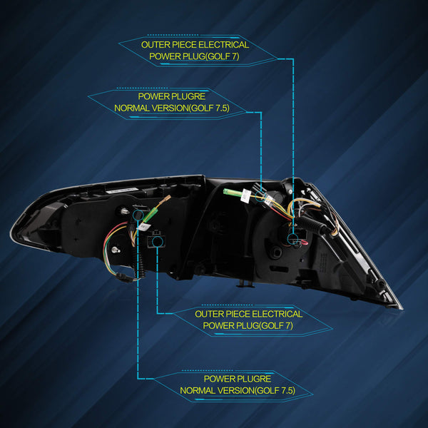 VLAND Headlights Compatible with Golf 7 MK7 TDI TSI 2013-2017, Front Lights with Sequential Indicator, Red Line Headlamps