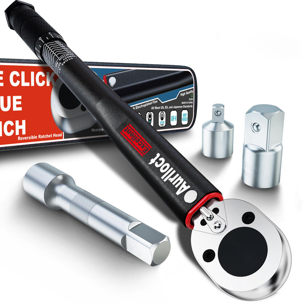 1/2" Torque Wrench Set, Car Wheel Torque Spanner 20-230 Nm with 3/8'' Adapter, ± 3% Accuracy, 72 Tooth for Car Repair, Tire Replacement Etc