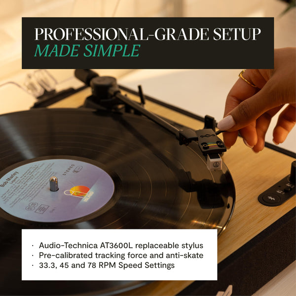 House of Marley Revolution Wireless Turntable - Bluetooth Record Player, 3-Speed Sustainably Made Vinyl Player, Easy Set Up Home Turntables for Vinyl Records with Dust Cover, Audio-Technica Cartridge