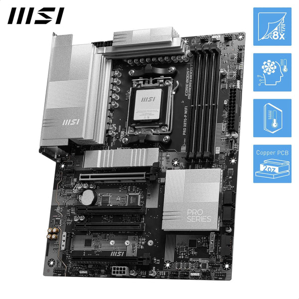MSI X670E GAMING PLUS WIFI Motherboard, ATX - Supports AMD Ryzen 9000 / 8000 / 7000 Series Processors, AM5 - 80A SPS VRM, DDR5 Memory Boost 7800+ MHz/OC, PCIe 5.0 x16, M.2 Gen5, Wi-Fi 6E