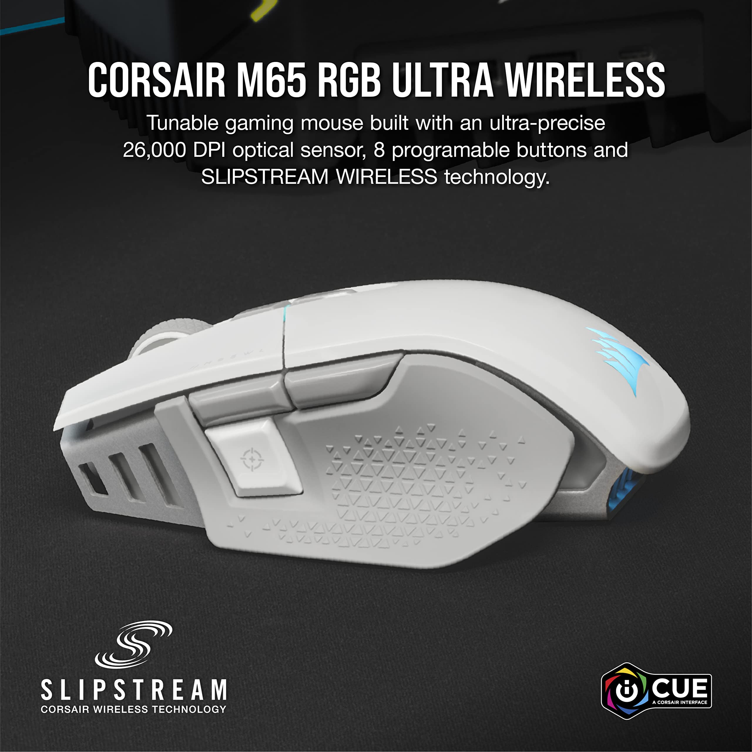CORSAIR M65 RGB ULTRA WIRELESS Tunable FPS Gaming Mouse – 26,000 DPI – Sub-1ms Wireless – Weight System – Up to 120hrs Battery – iCUE Compatible – PC, Mac, PS5, PS4, Xbox – Black