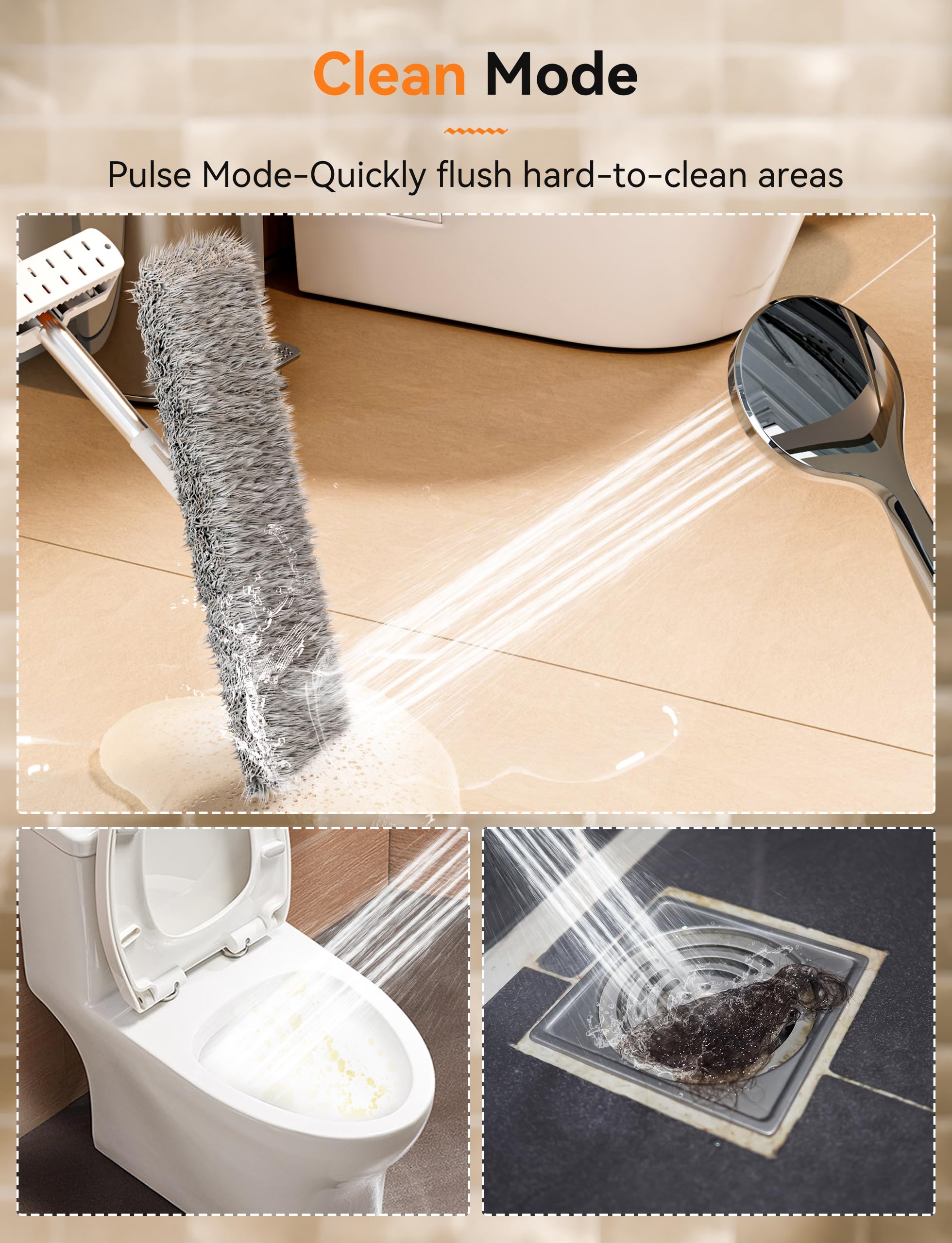 Magichome High Pressure Shower Head and Hose, 5 Spray Modes Shower Head with 1.5m Hose, Large Powerful Flow Handheld Showerhead for Low Water Pressure