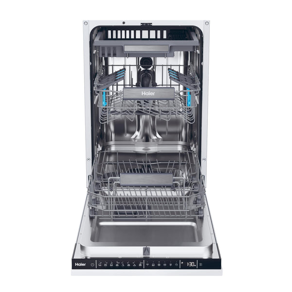 Haier XI1C3TB2FB-80 I-Pro Shine Series 4 Integrated Dishwasher, 11 place Setting, Black Bezel, C Rated