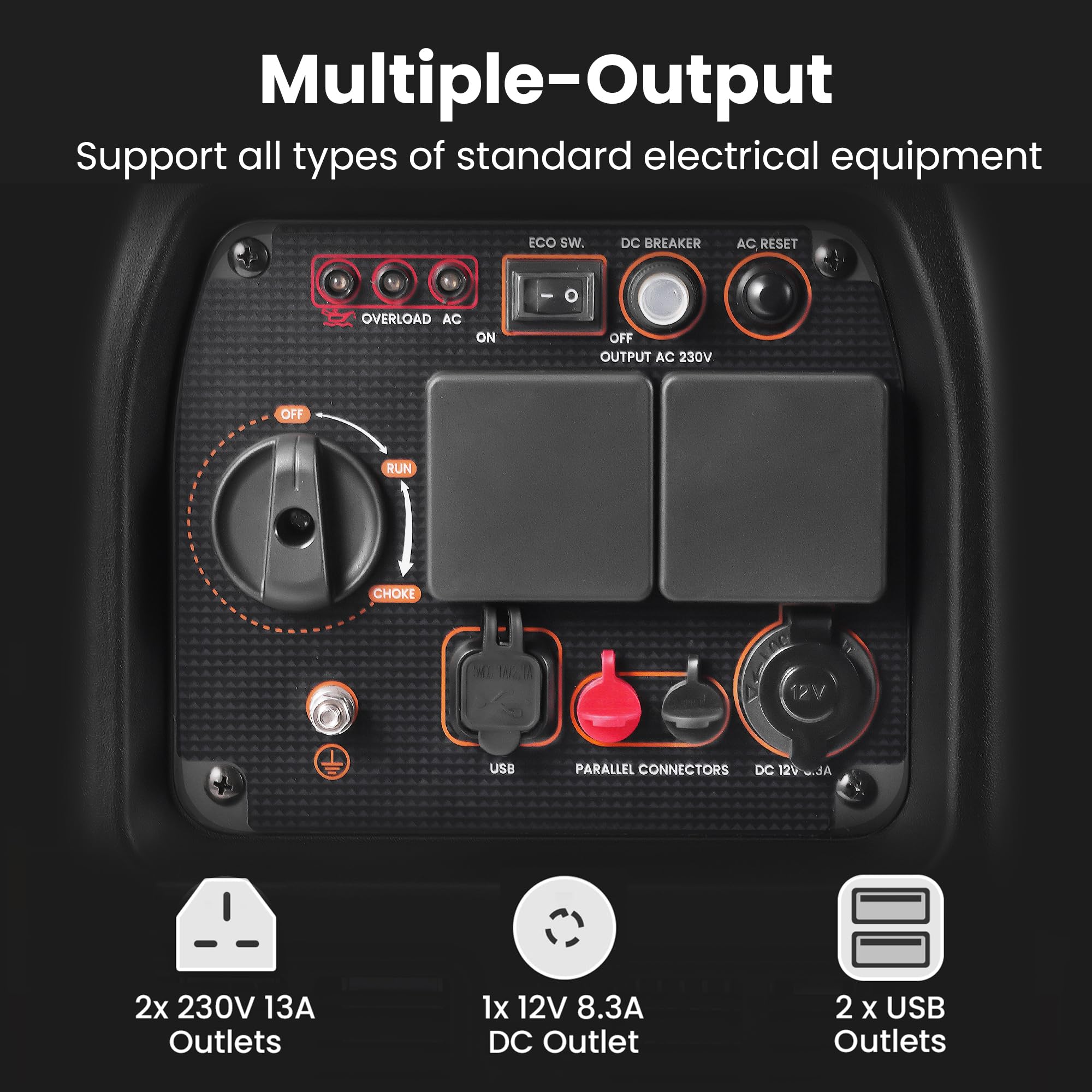 maXpeedingrods 3500W Portable Inverter Generator Petrol Silent, 4 Stroke Sine Wave Generator, Compact and Lightweight for Camping, RV Travel,Home