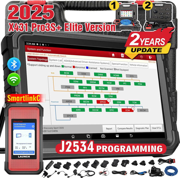 LAUNCH X431PRO3S+Elite Launch Diagnostic Tool SmartlinkC intelligent OE Topology Full System Diagnostic Tool with 37+Reset, ECU Coding, Active Test,Remote Wireless Diagnose,CANFD/DOIP/J2534