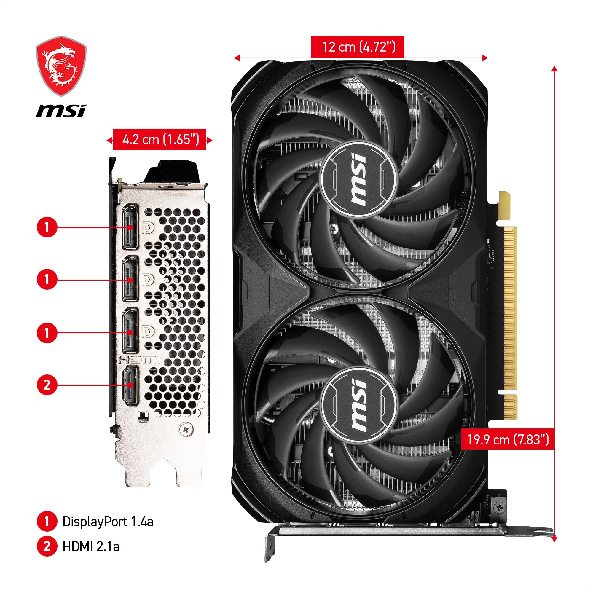 MSI GeForce RTX 4060 VENTUS 2X WHITE 8G OC Gaming Graphics Card - 8GB GDDR6X, PCI Express Gen 4, 128-bit, 3x DP v 1.4a, HDMI 2.1a (Supports 4K & 8K HDR)